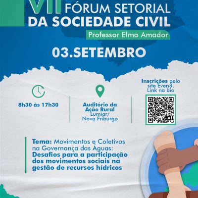 Promovido pelo CBH Macaé Ostras, encontro irá debater os desafios para ampliar a presença de movimentos e coletivos na governança dos recursos hídricos